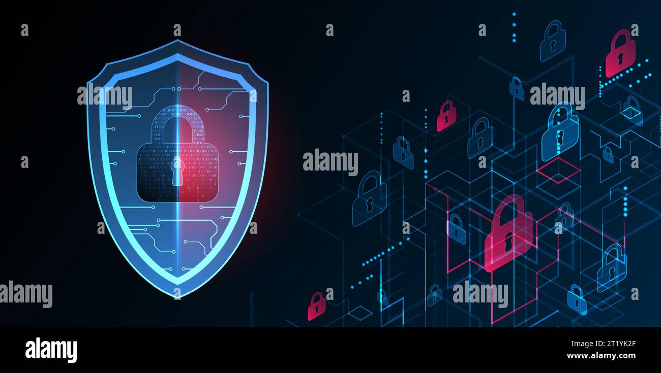 Shield padlock on security Stock Vector Images - Alamy