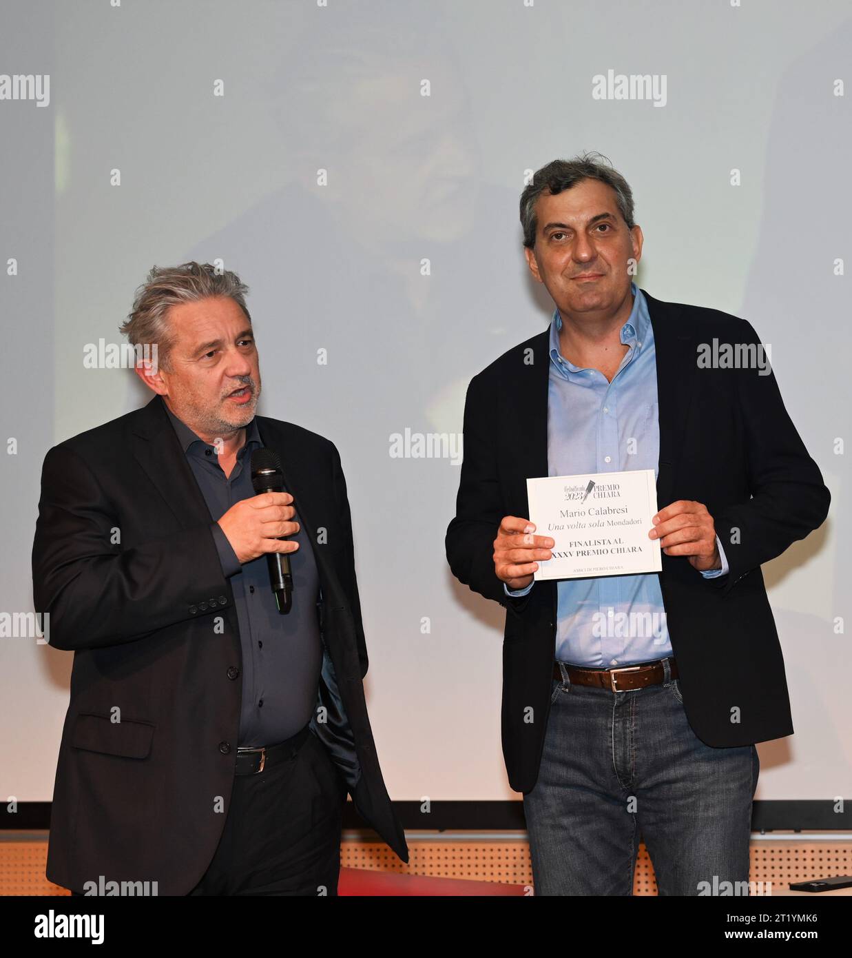 Milan, . 16th Oct, 2023. Milan, Italy Mario Calabresi wins the 2023 Chiara Prize with his book Una volta sola by Mondadori in the final with Edoardo Albinati and Emiliano Morreale In the photo: Mario Calabresi Credit: Independent Photo Agency/Alamy Live News Stock Photo