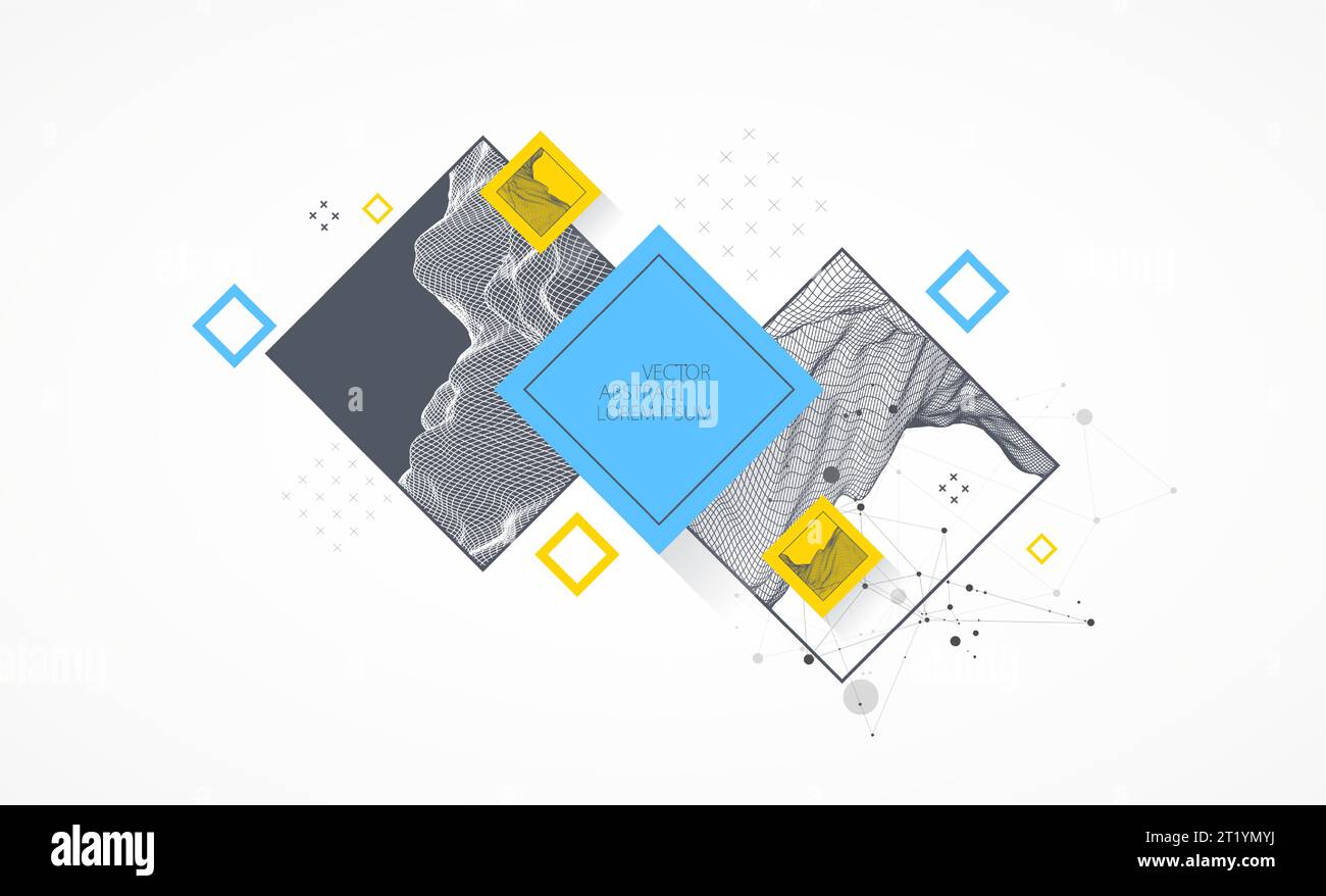 Modern science or technology elements in square. Trendy abstract ...