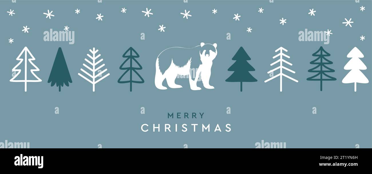 christmas greeting card with polar bear vector illustration Stock ...
