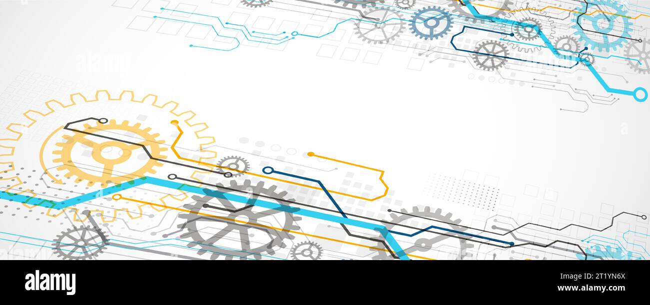 Abstract color vector background on a technological theme is created using many different technical elements. Global network concept. Stock Vector