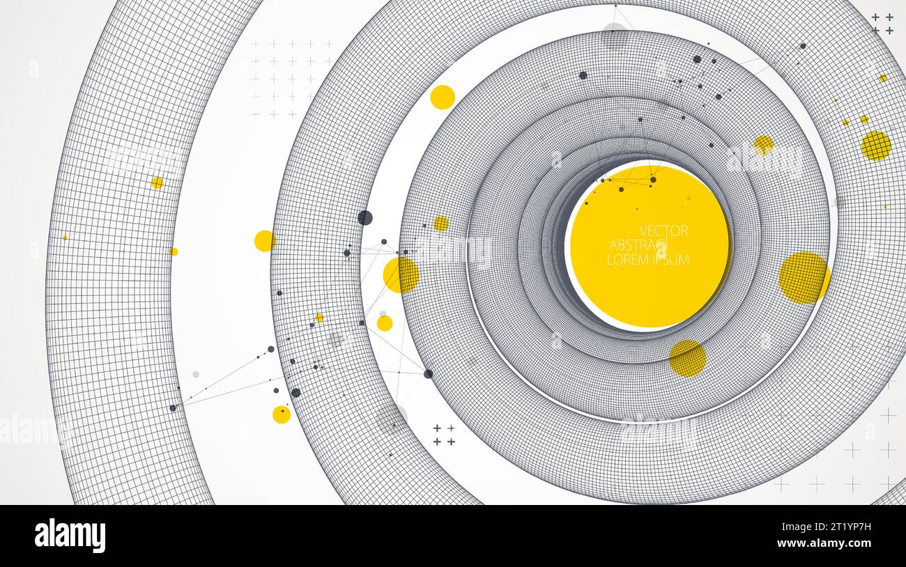 Modern science or technology art background. Vector wireframe spiral abstraction. Stock Vector