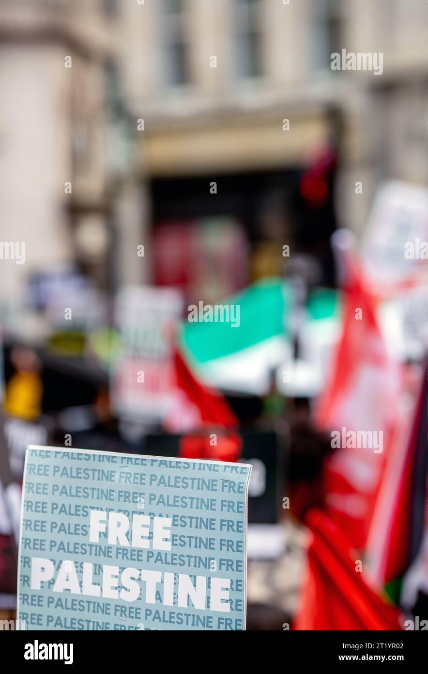 Free Palestine protest sign  during the Pro-Palestine protest in London . Stock Photo