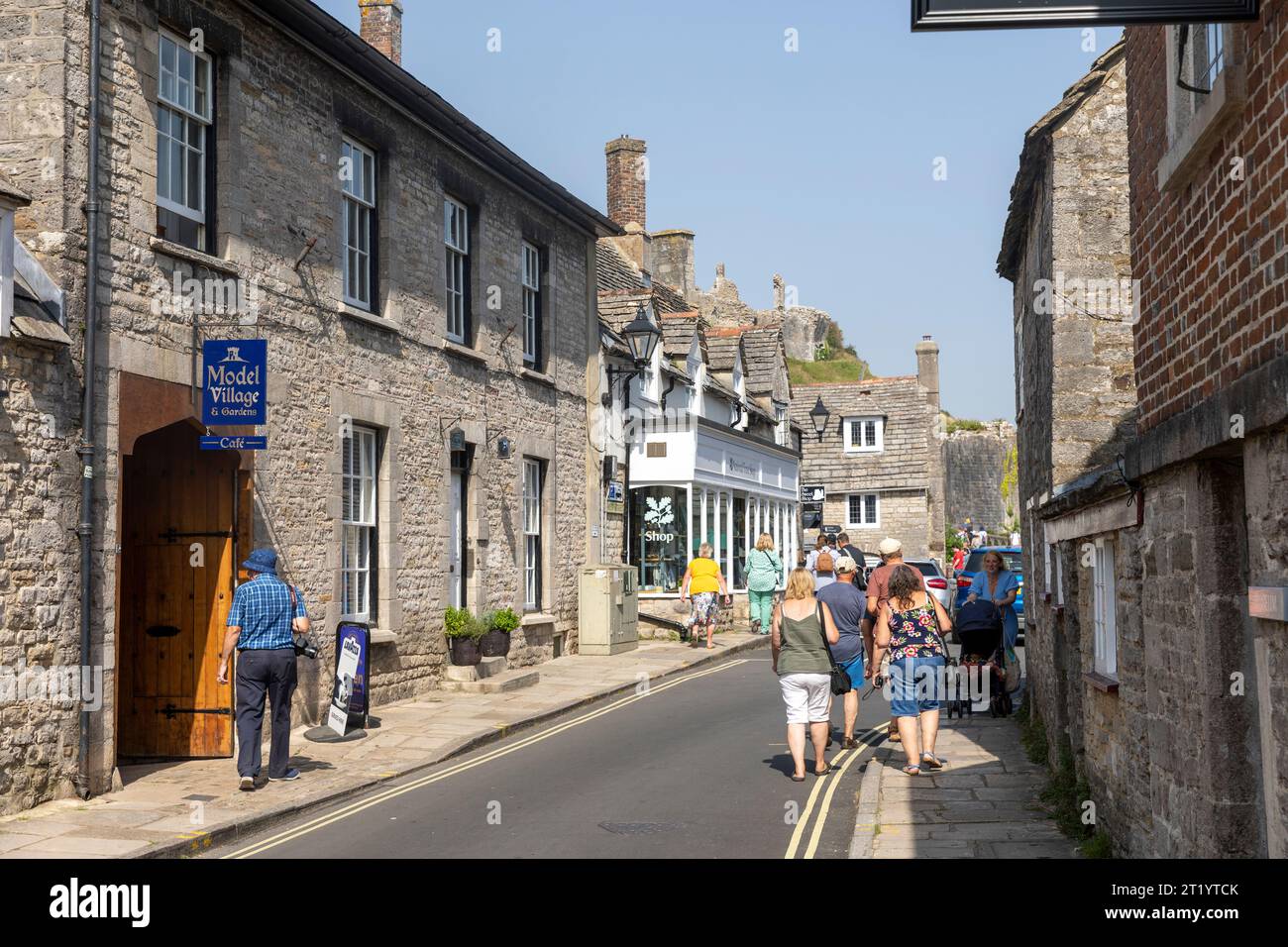 Corfe Castle village and model village and town hall museum on west street,England,UK,2023 Stock