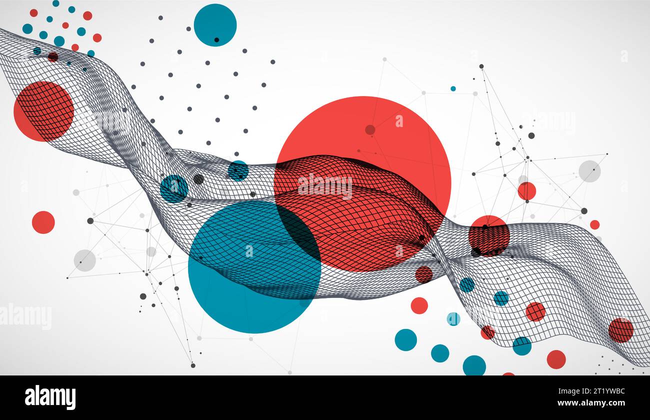 The abstract wave is made in a frame style. Template for science and ...