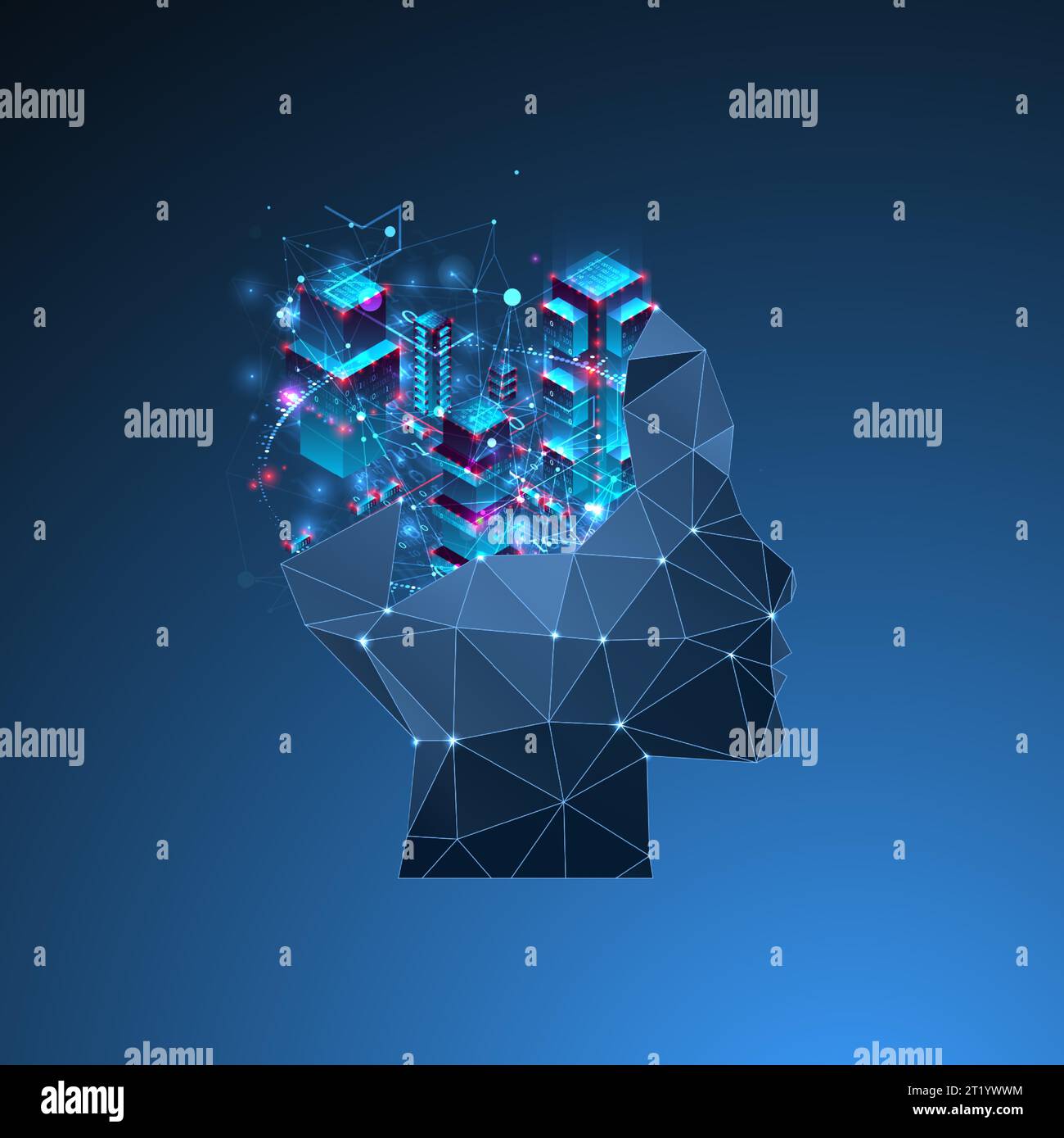 Artificial intelligence (AI) and big data concept. Machine cyber mind ...