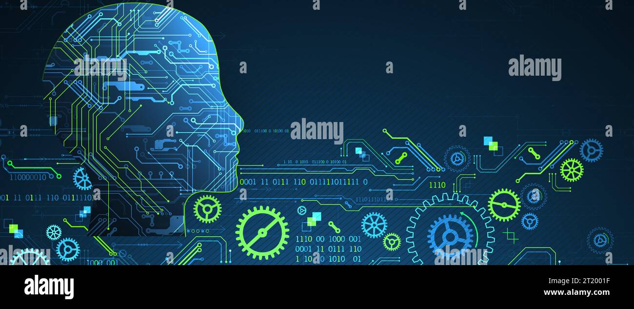 Artificial intelligence (AI) and big data concept. Machine cyber mind. Technology vector background. Stock Vector