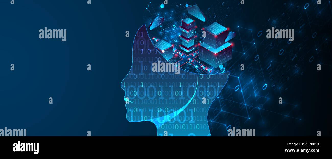 Artificial intelligence (AI) and big data concept. Machine cyber mind ...