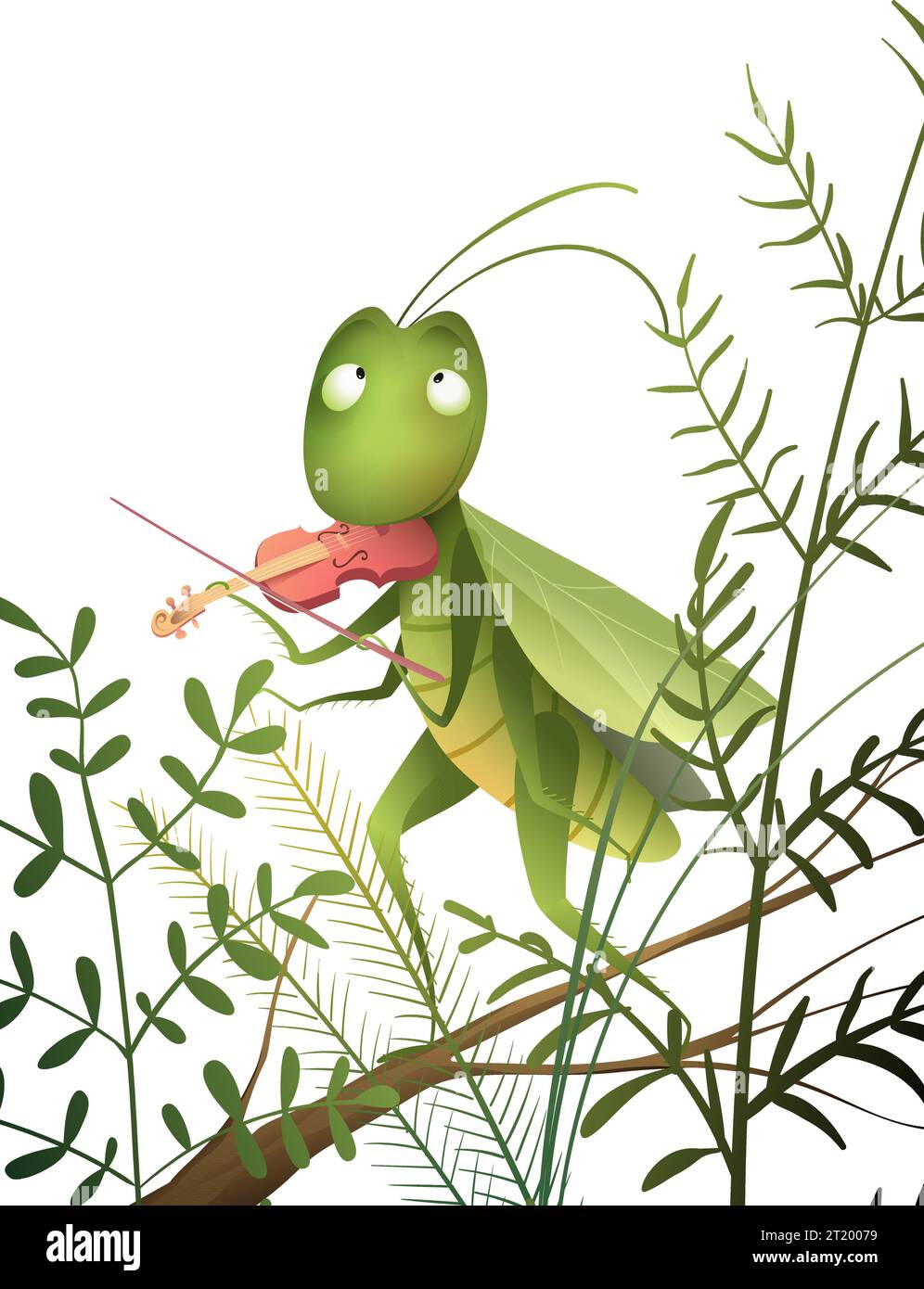 Cricket or Grasshopper Play Violin Music Cartoon Stock Vector Image ...