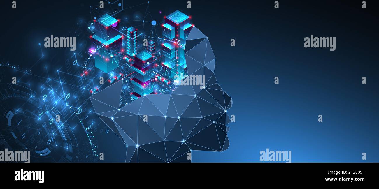 Artificial intelligence (AI) and big data concept. Machine cyber mind ...