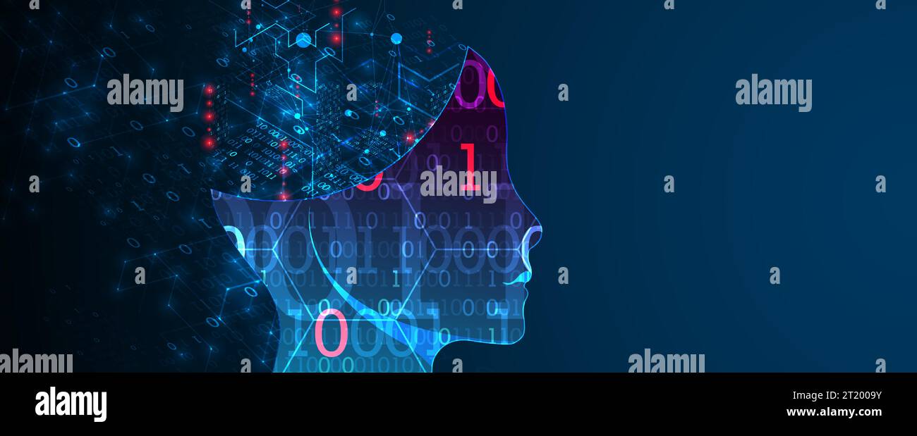 Artificial intelligence (AI) and big data concept. Machine cyber mind ...