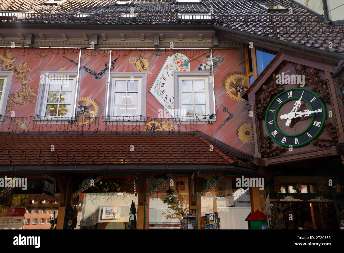 Triberg town famous for coo coo clock shops and stores, Black Forest region, Baden-Württemberg, Germany. Stock Photo