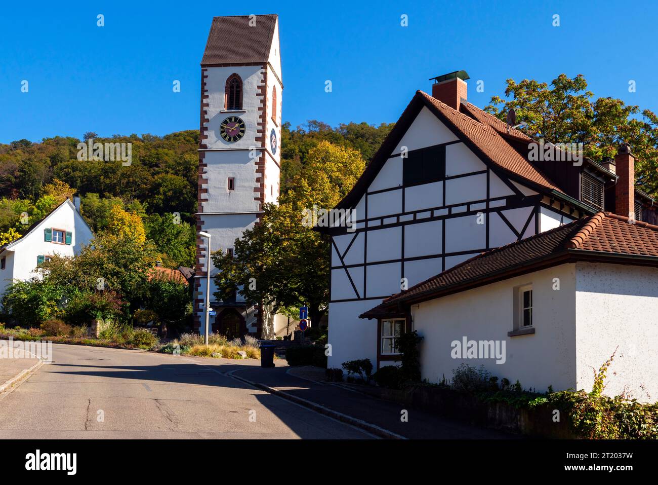 St. Leodegar Evangelical Church in Grenzach-Wyhlen, Lörrach district, Baden-Württemberg. Germany. Grenzach-Wyhlen is a municipality in the district of Stock Photo