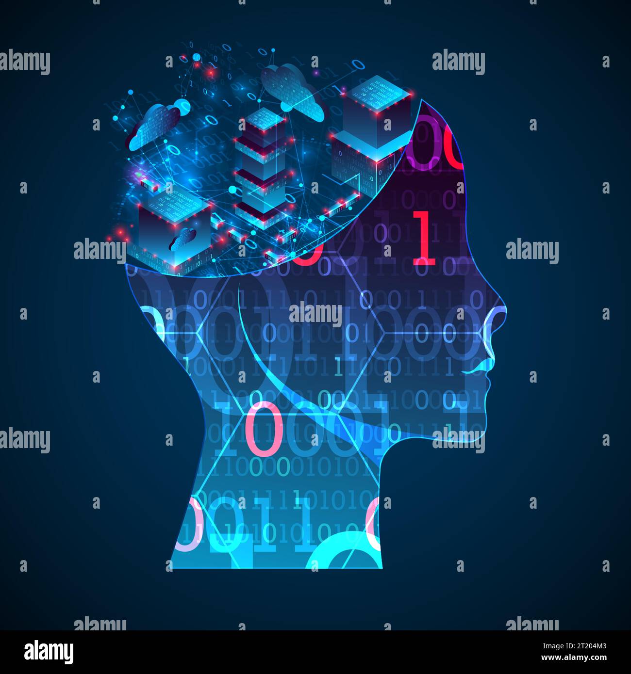Artificial intelligence (AI) and big data concept. Machine cyber mind ...