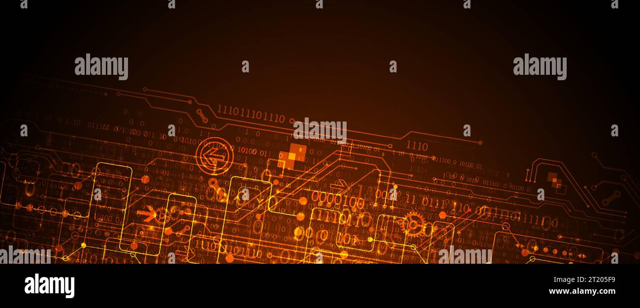 Abstract background on technological and scientific topics. Various techno details with using digital code. Vector format. Stock Vector
