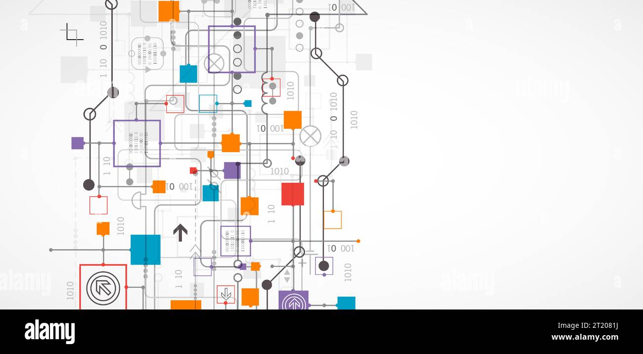 Abstract technology concept. Circuit board, high computer color ...