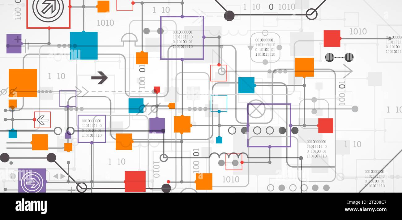 Abstract technology concept. Circuit board, high computer color ...