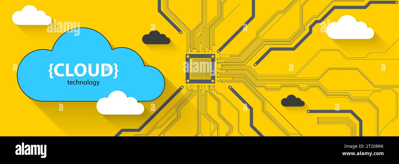 Cloud storage technology. Integrated digital web concept background. Stock Vector