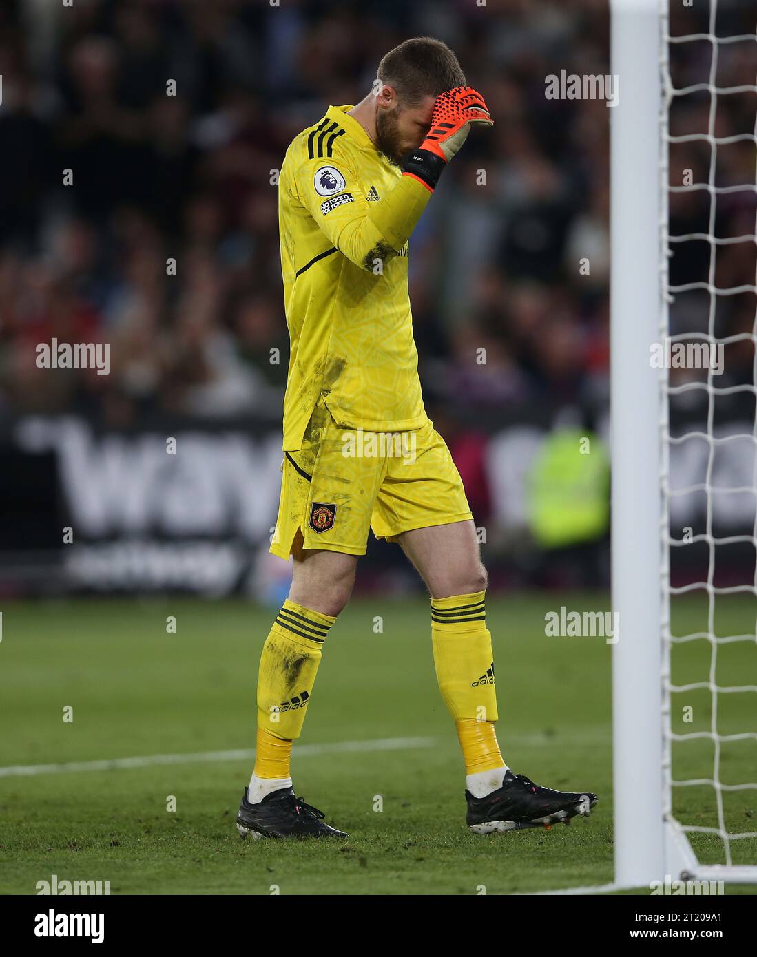 David De Gea of Manchester United looks disappointed & dejected. - West Ham United v Manchester United, Premier League, The London Stadium, London, UK - 7th May 2023. Editorial Use Only - DataCo restrictions apply Stock Photo