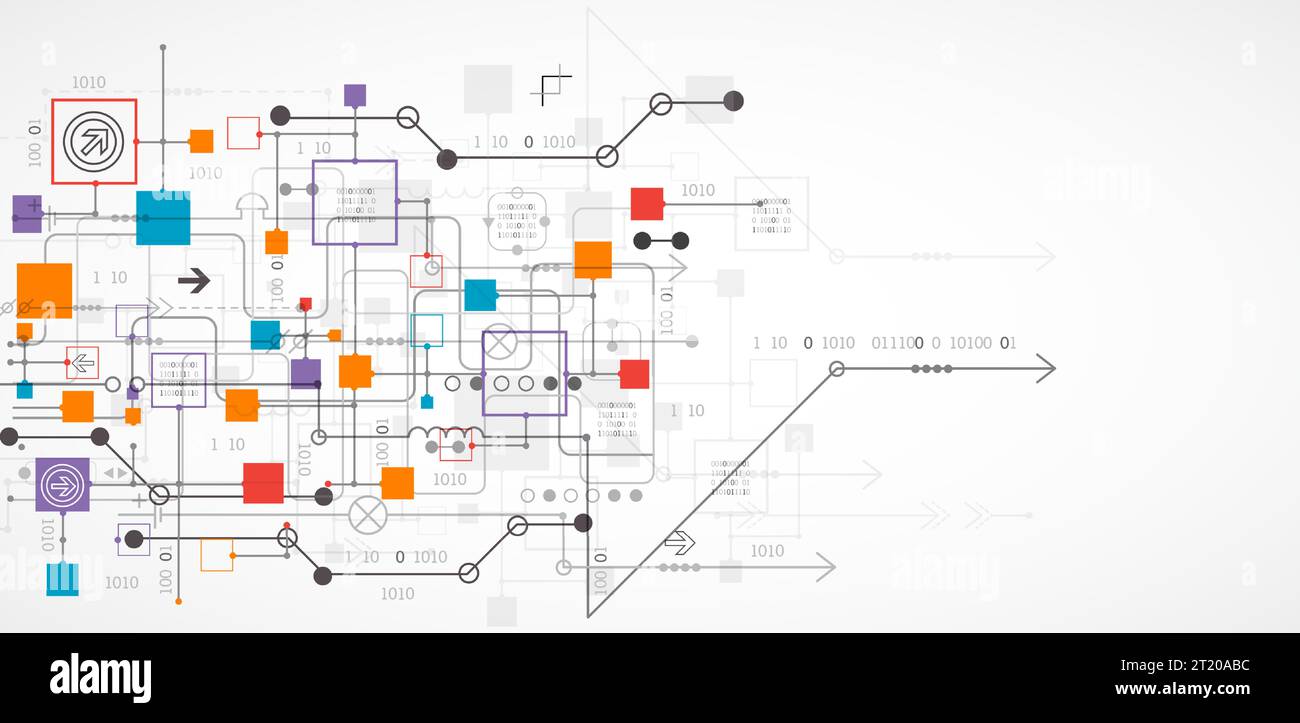 Abstract technology concept. Circuit board, high computer color ...