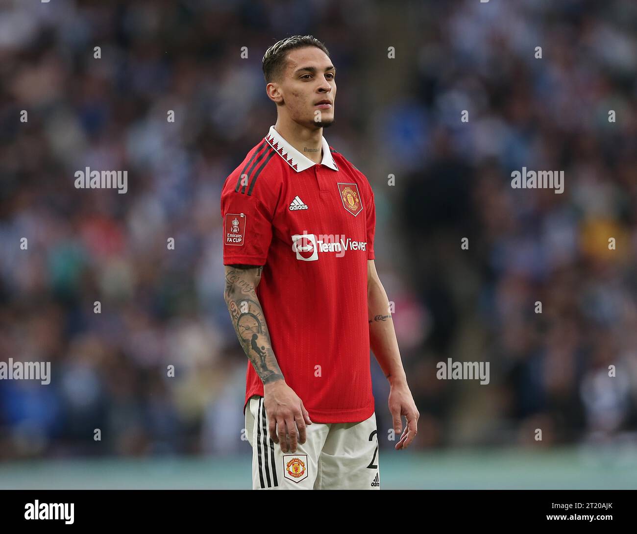 Antony of Manchester United. - Brighton & Hove Albion v Manchester United, The Emirates FA Cup Semi Final, Wembley Stadium, London, UK - 23rd April 2023. Editorial Use Only - DataCo restrictions apply. Stock Photo