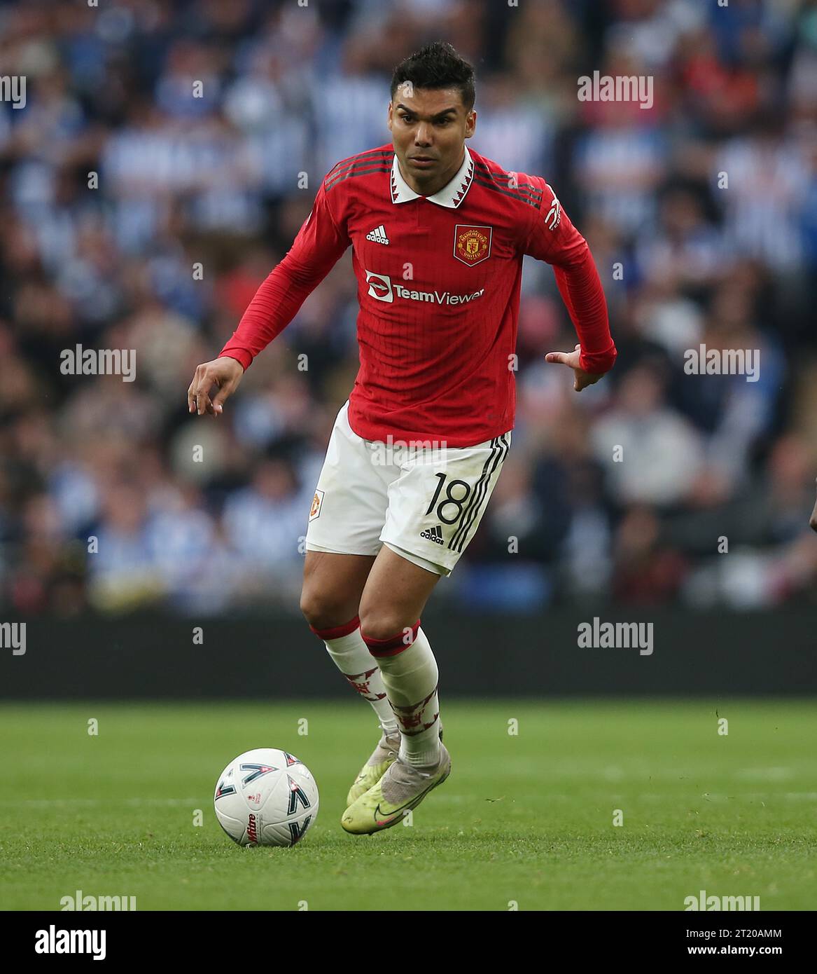 Casemiro of Manchester United. - Brighton & Hove Albion v Manchester United, The Emirates FA Cup Semi Final, Wembley Stadium, London, UK - 23rd April 2023. Editorial Use Only - DataCo restrictions apply. Stock Photo