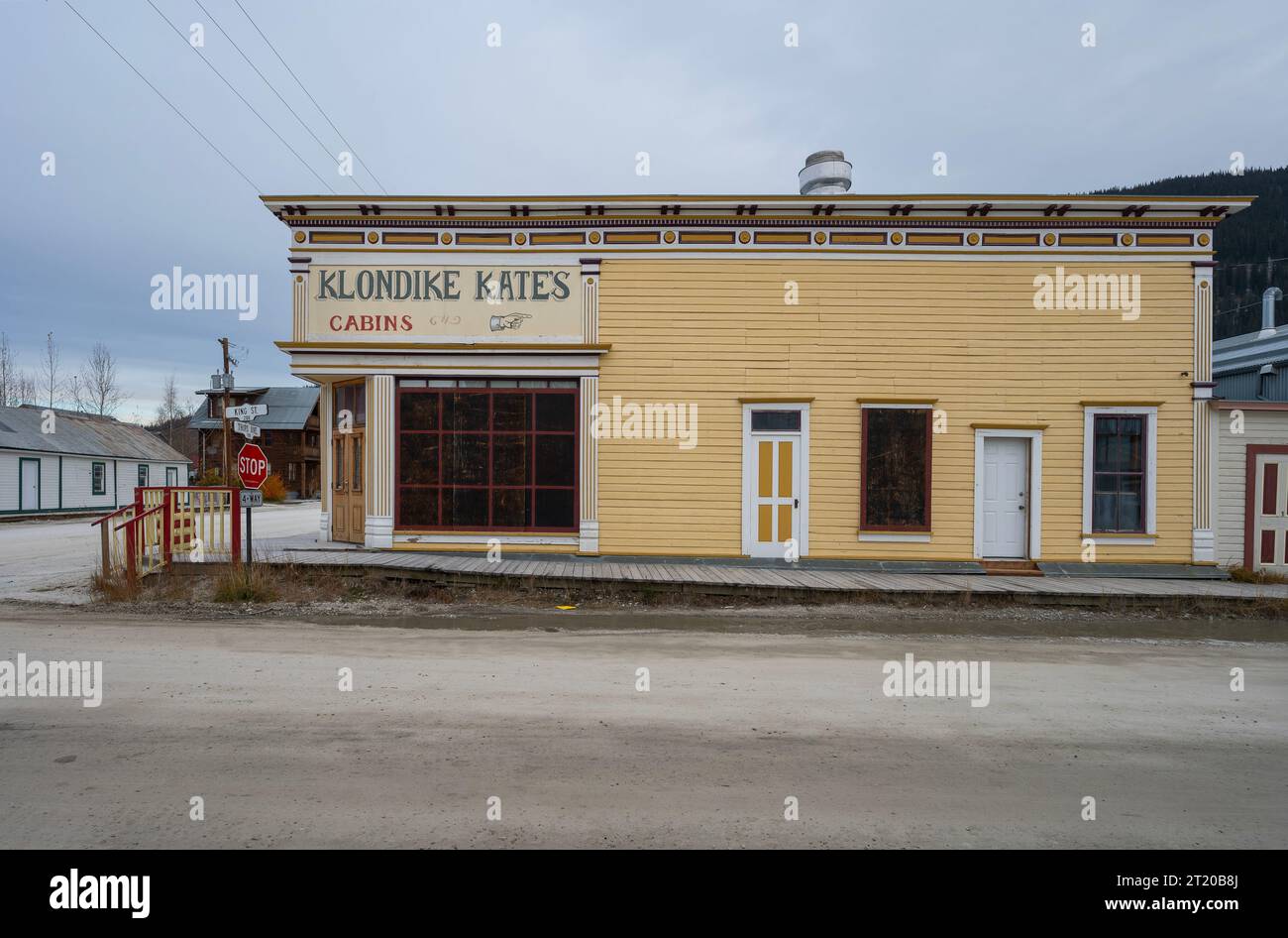 Dawson City, Yukon, Canada October 05, 2023 Building with sign