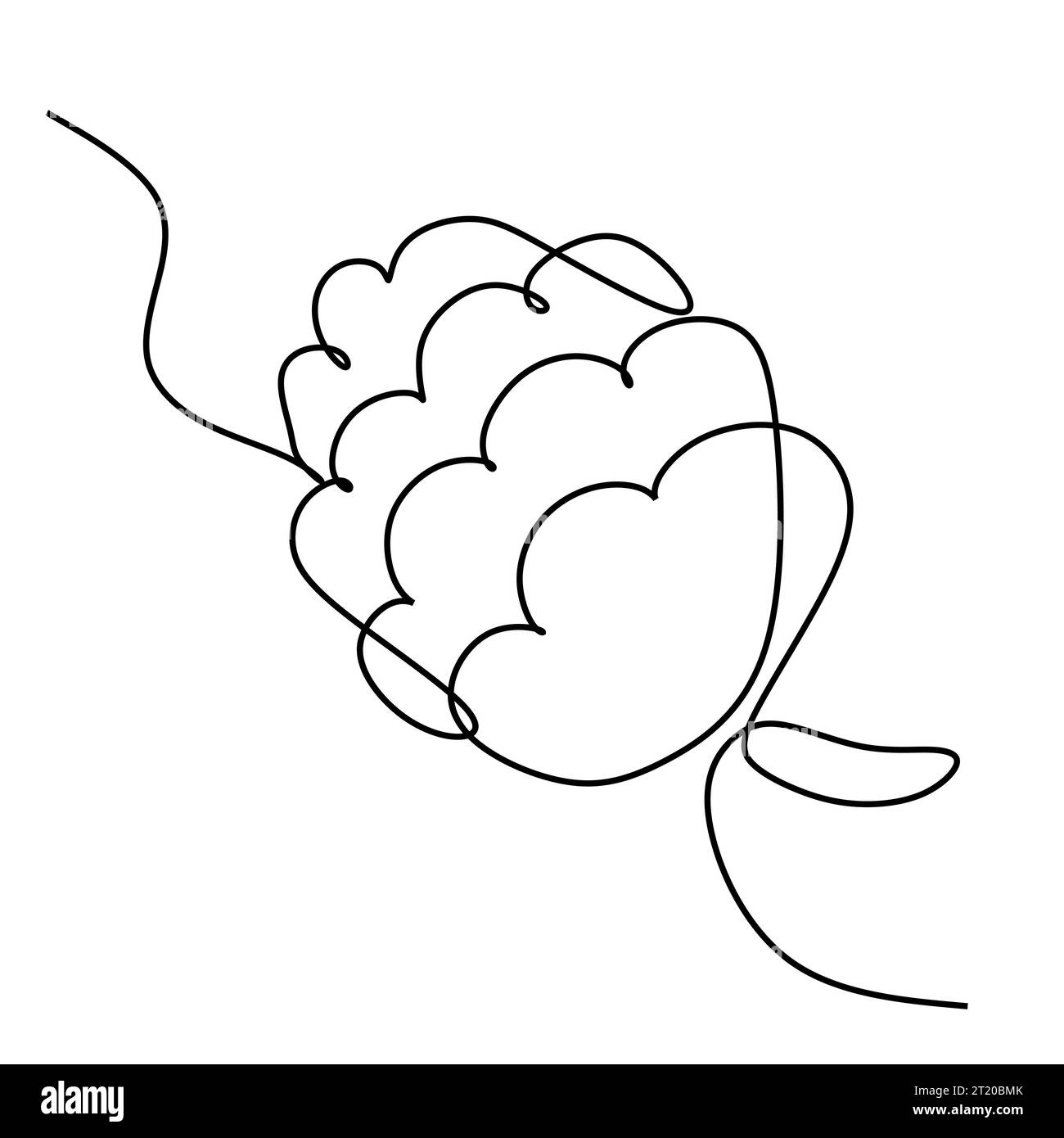 Pine cone one line art. Continuous line drawing of new year, freezing ...