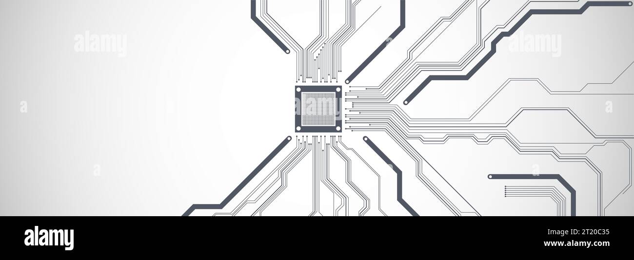 CPU concept. Circuit board. Technology background. Stock Vector
