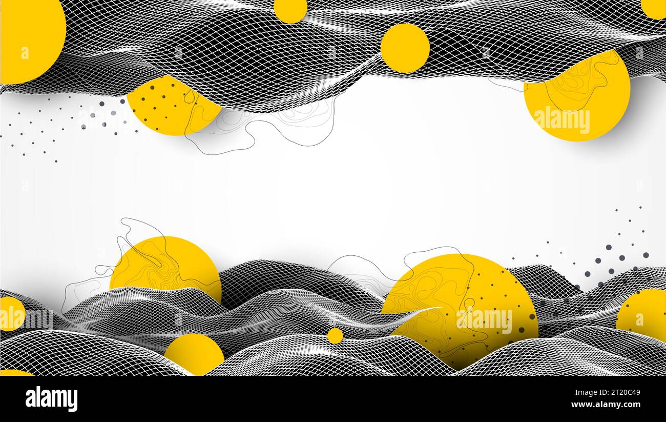 Abstract waves is made in a wireframe style. Template for science and technology presentation. Stock Vector