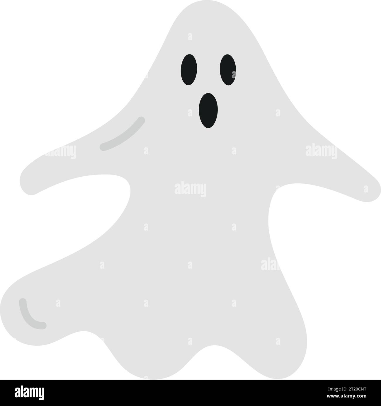 Cute spooky ghost vector illustration. White or gray simple spirit