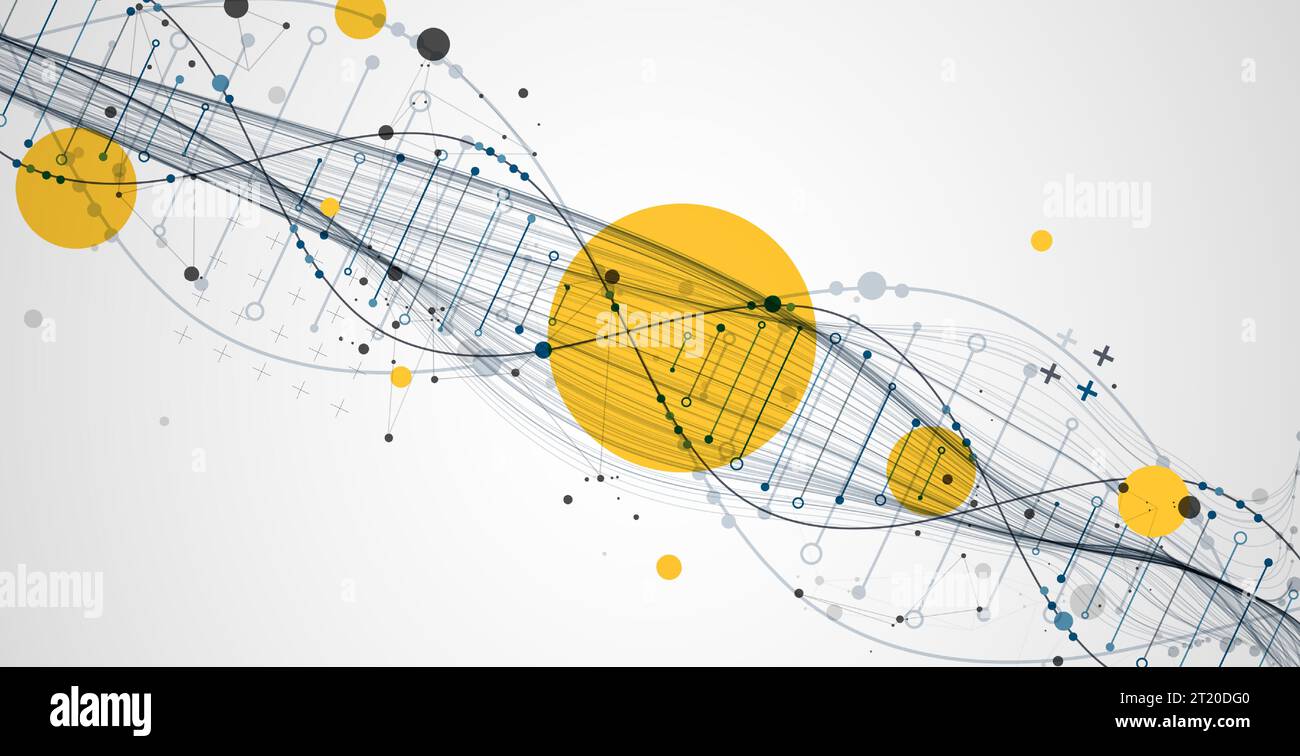 Abstract DNA background with plexus effect. Scientific and technological concept. Stock Vector