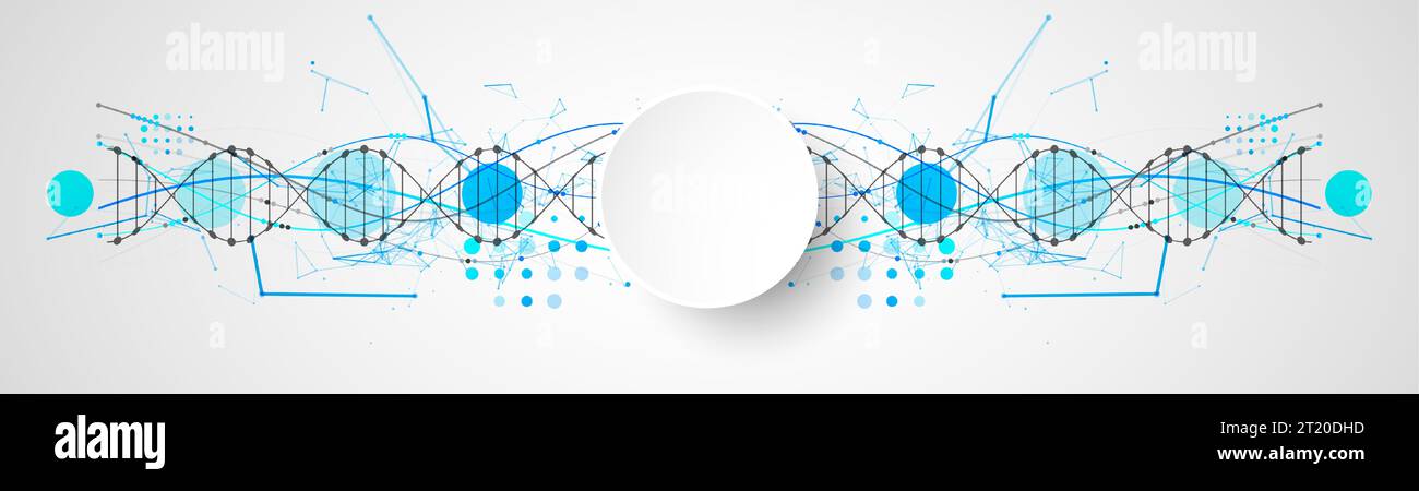 Abstract DNA background with plexus effect. Scientific and technological concept. Stock Vector