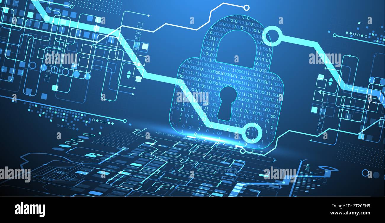 Data Privacy Using Technology Data security Illustrates cyber data or information privacy idea. Color ...