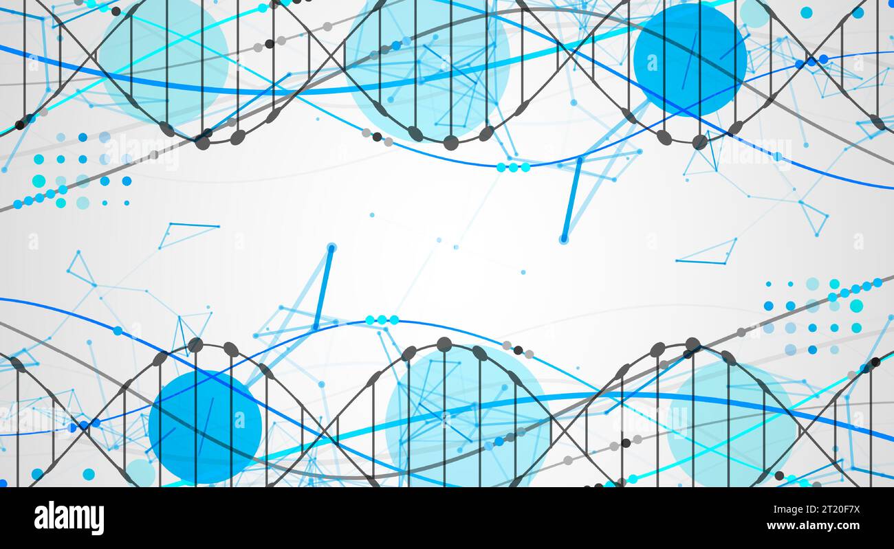 Abstract DNA background with plexus effect. Scientific and technological concept. Stock Vector