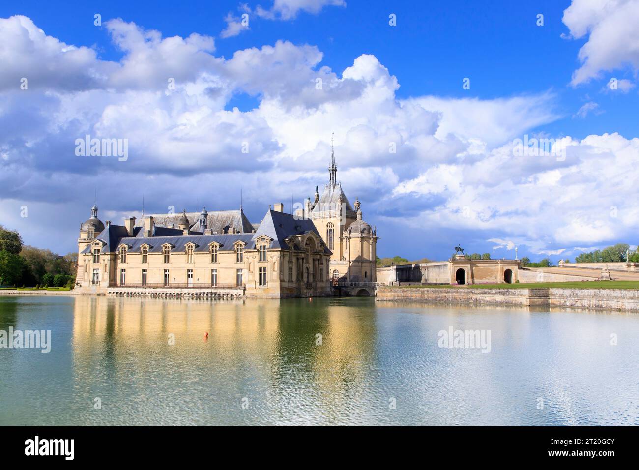 Chateau de Chantilly, castle registered as a National Historic Landmark (French Monument historique) Stock Photo