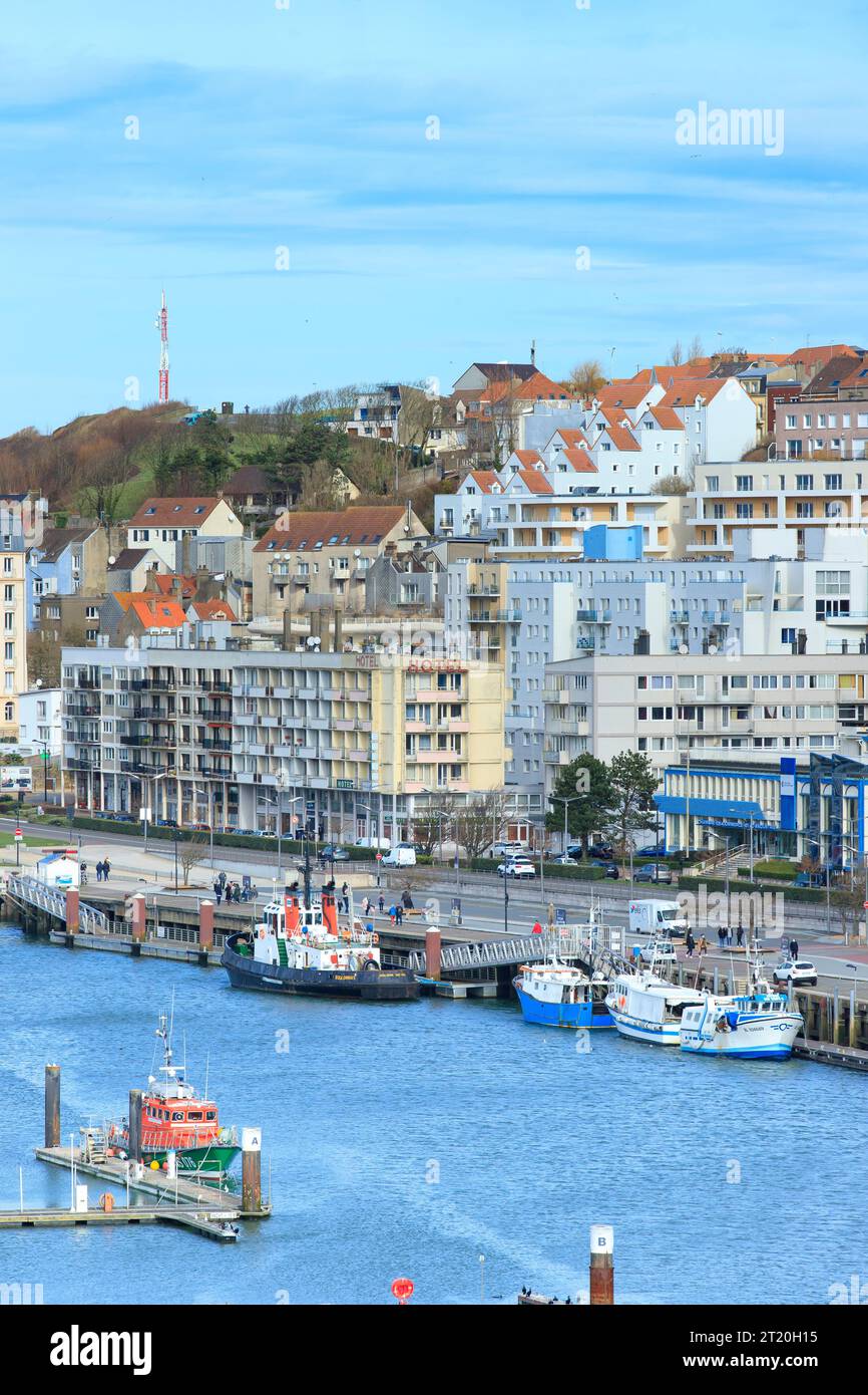 Boulogne-sur-Mer (northern France): overview of the fishing port and the town Stock Photo