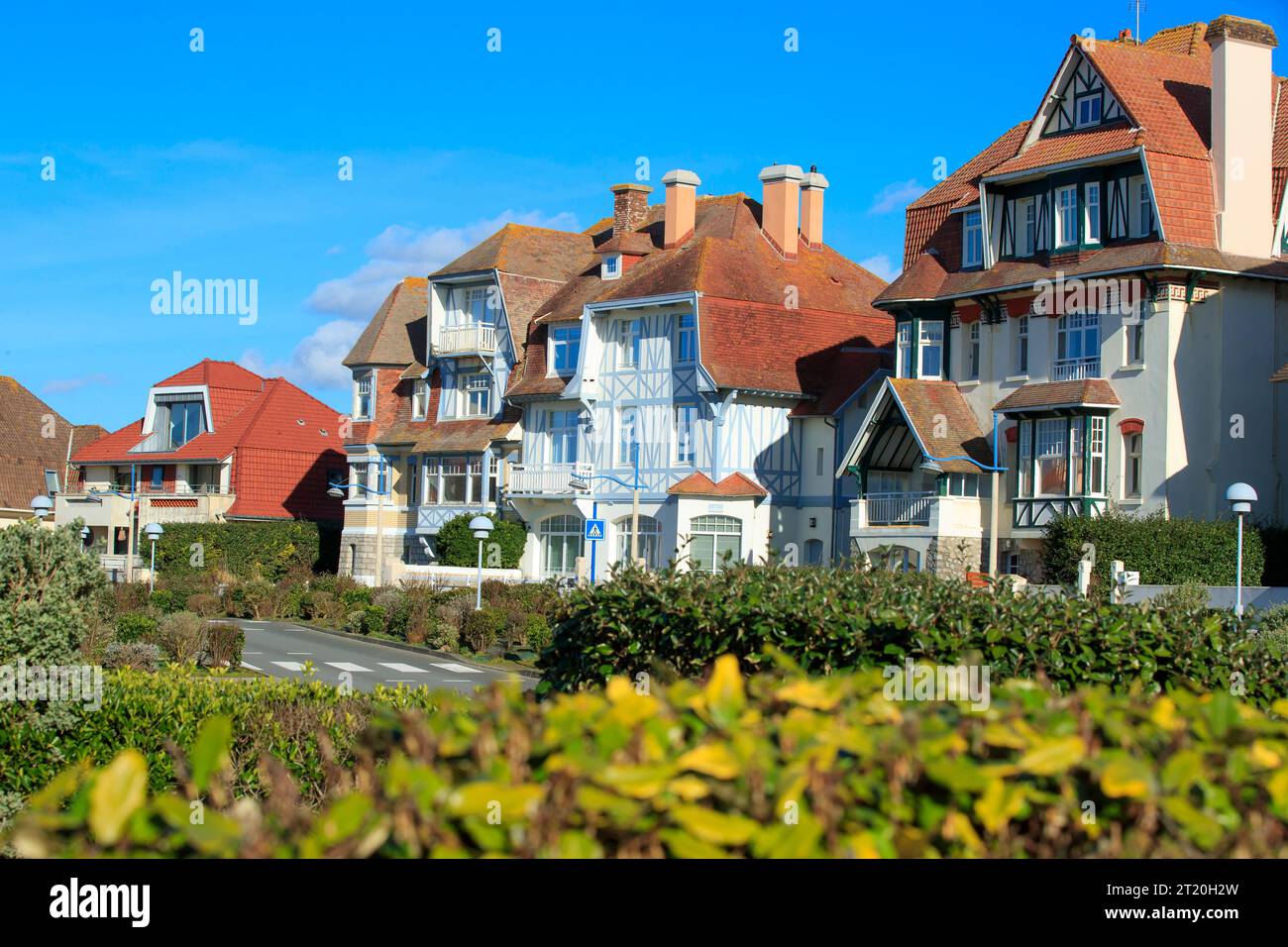 Neufchatel-Hardelot (northern France): “place Louis Cordonier” square Stock Photo