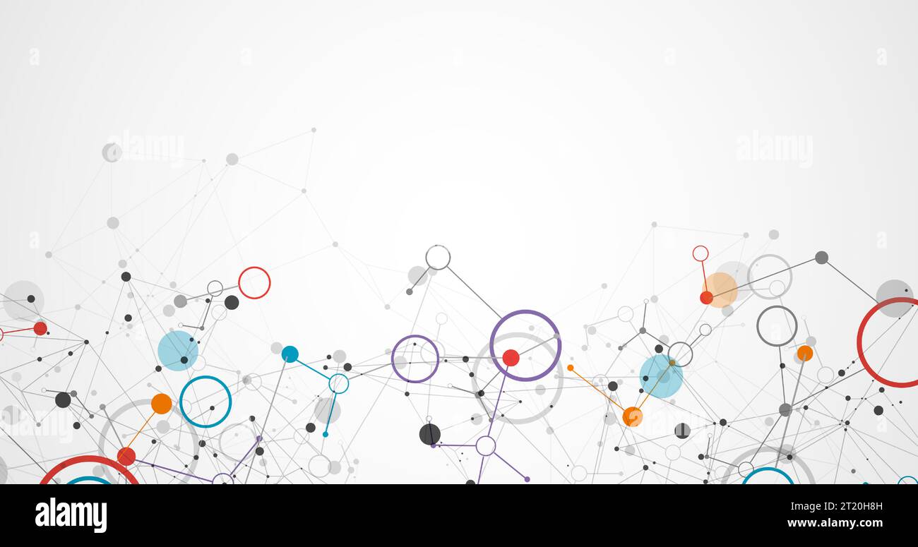 Template for science and technology presentation. Plexus style background. Stock Vector