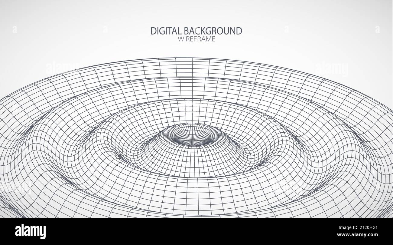 Abstract background with waves. 3D surface. Template for science and technology presentation. Stock Vector