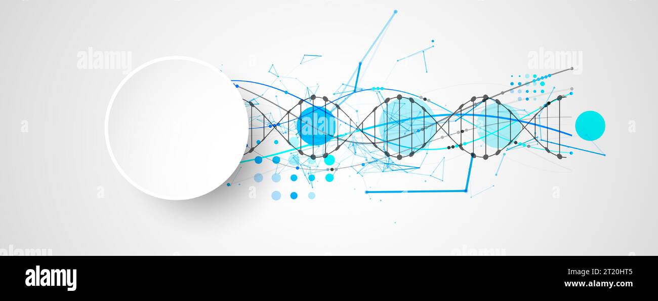 Abstract DNA background with plexus effect. Scientific and ...