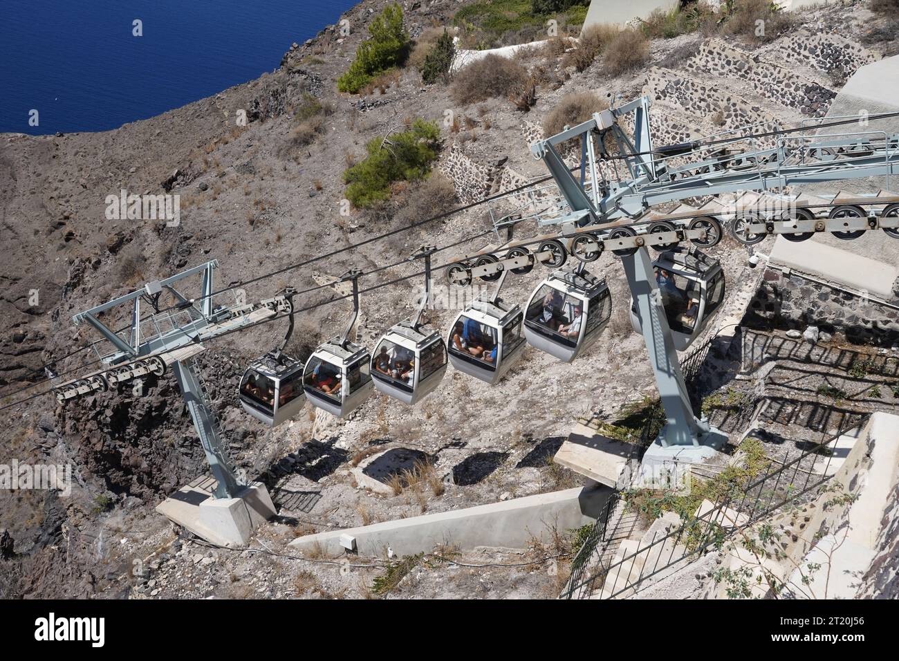 The cable car in Santorini is a pulsed gondola lift that transports Stock Photo Alamy