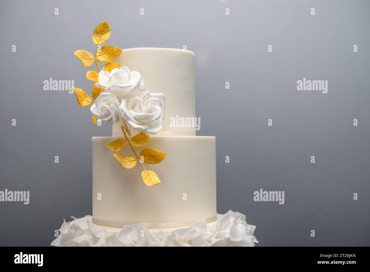 Three tier home made wedding cake Stock Photo