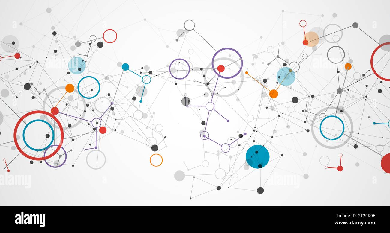 Template for science and technology presentation. Plexus style background. Stock Vector