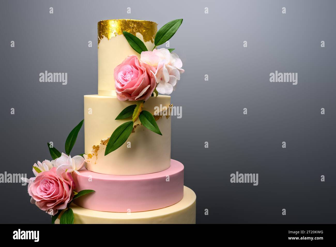 Four tier home made wedding cake Stock Photo