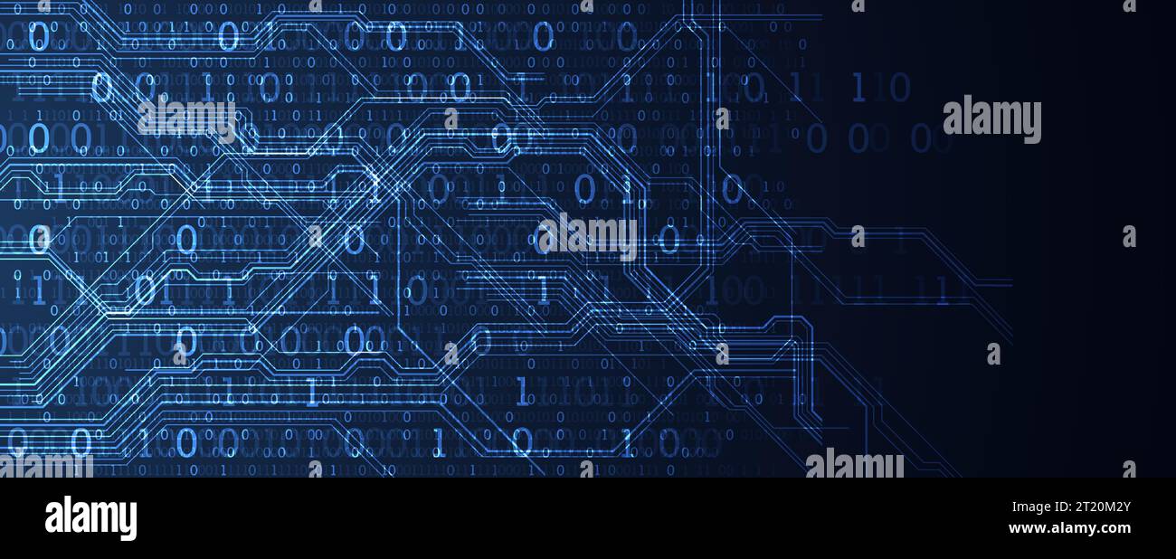 Abstract background on technological and scientific topics. Various techno details with using digital code. Vector format. Stock Vector