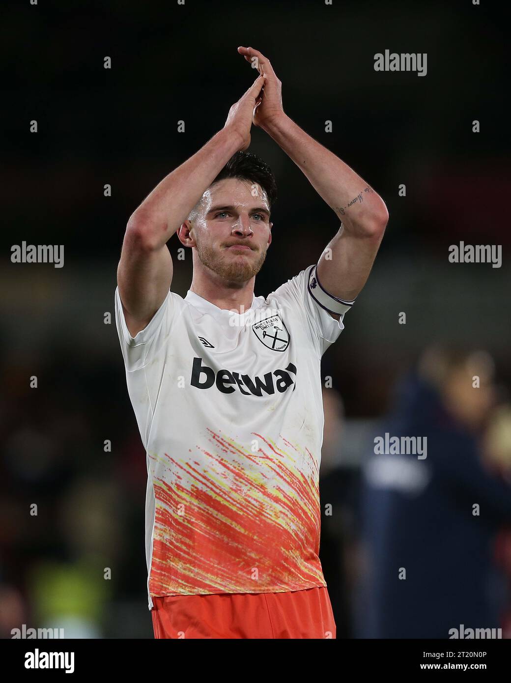 Declan Rice of West Ham United celebrates the victory. - Brentford v West Ham United, The Emirates FA Cup, 3rd Round, Brentford Community Stadium, London, UK - 7th January 2023. Editorial Use Only - DataCo restrictions apply Stock Photo