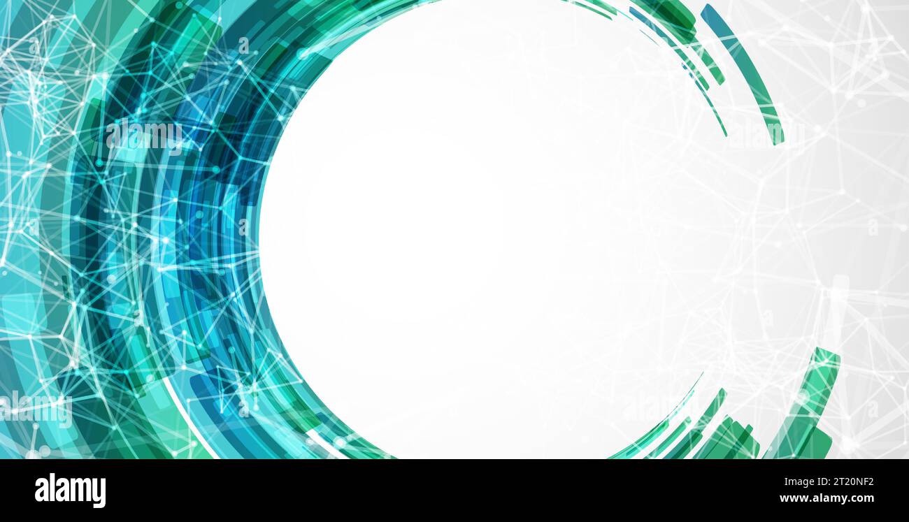 Abstract background. Technological colored circles with plexus effects. Stock Vector