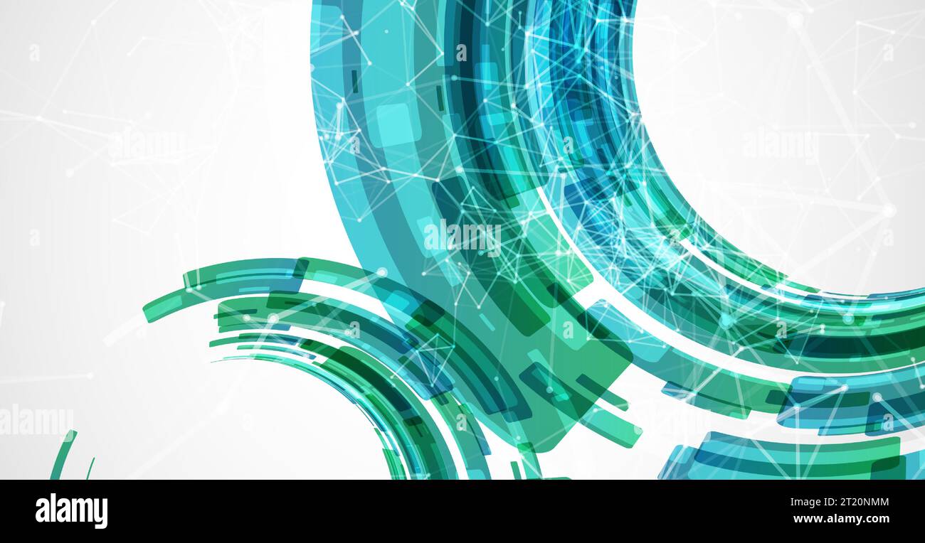 Abstract background. Technological colored circles with plexus effects. Stock Vector