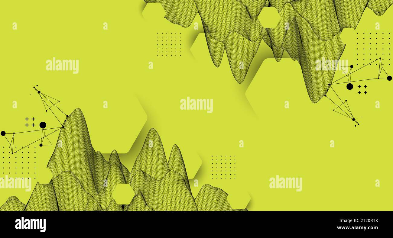 Trendy abstract wireframe background. Modern science or technology art elements. Surface illustration. Vector. Stock Vector
